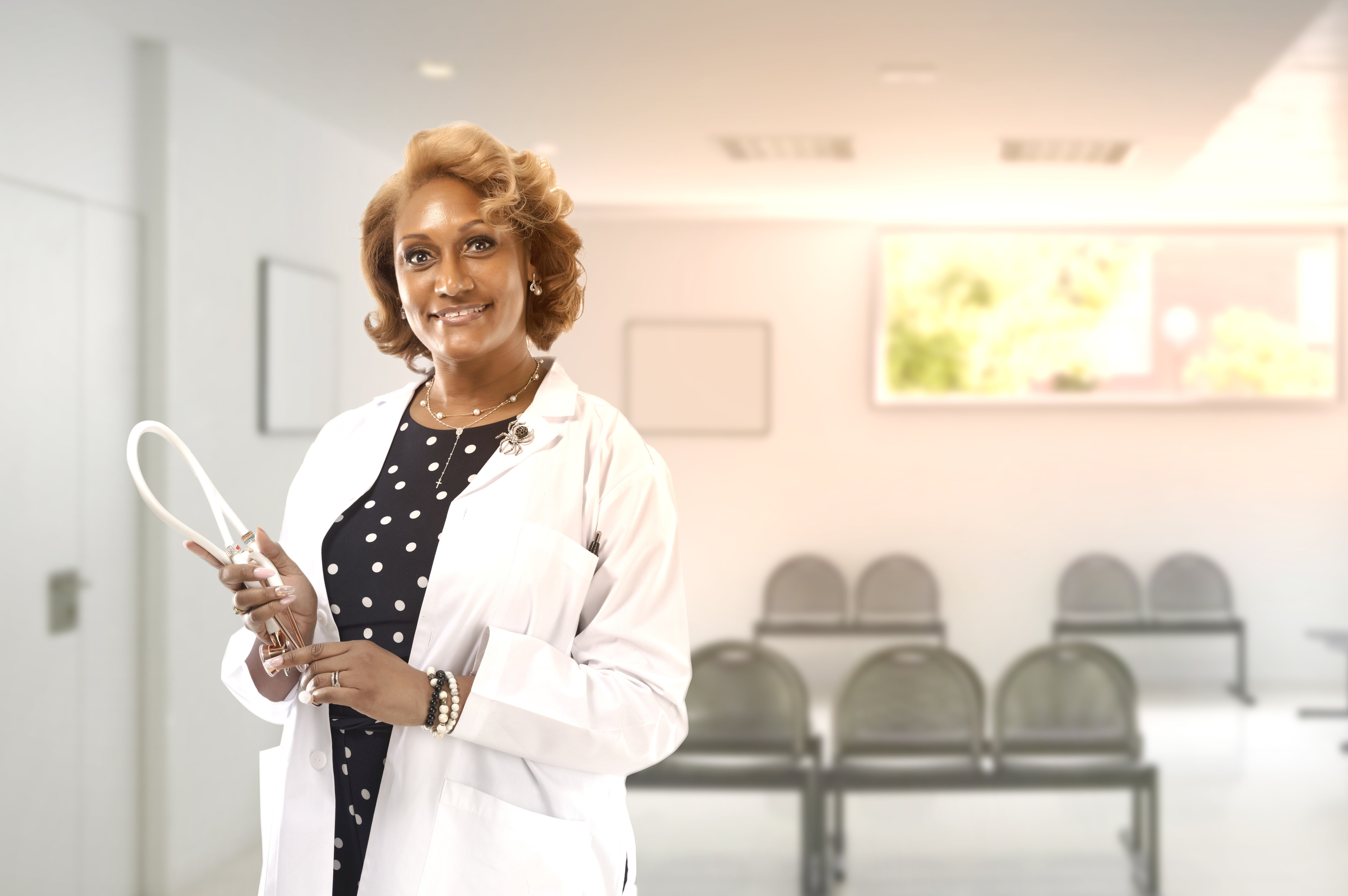 Medical Staff Posing in Photo Holding Tethescope